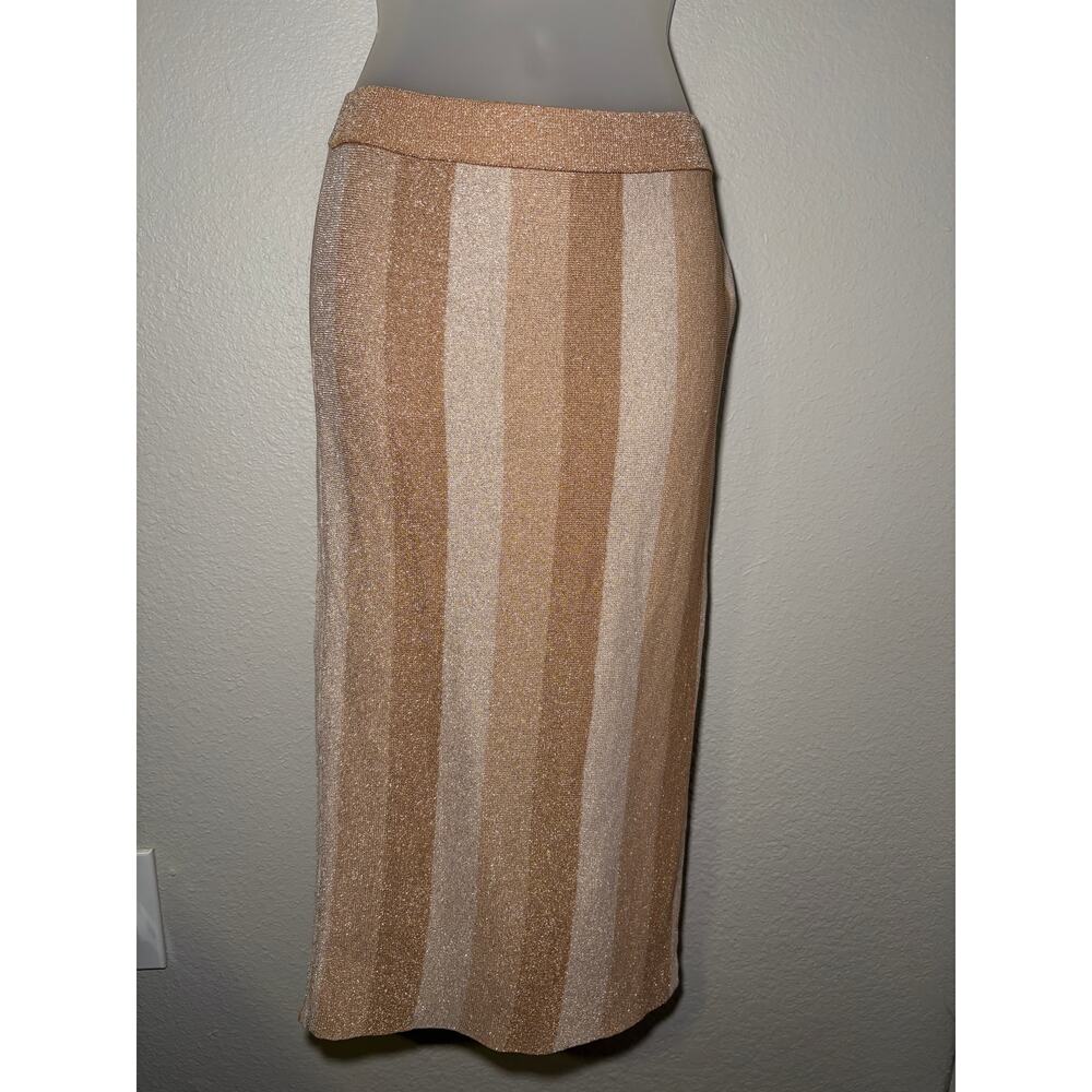 Forever 21 Sparkle Stripe Midi Skirt - Mauve Pink Tones - Size S